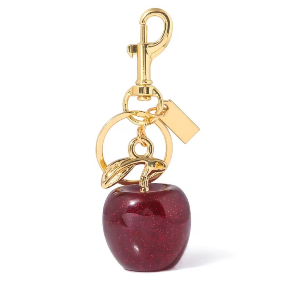 Gold & Red Apple Bag Keychain - Picture 2 of 2